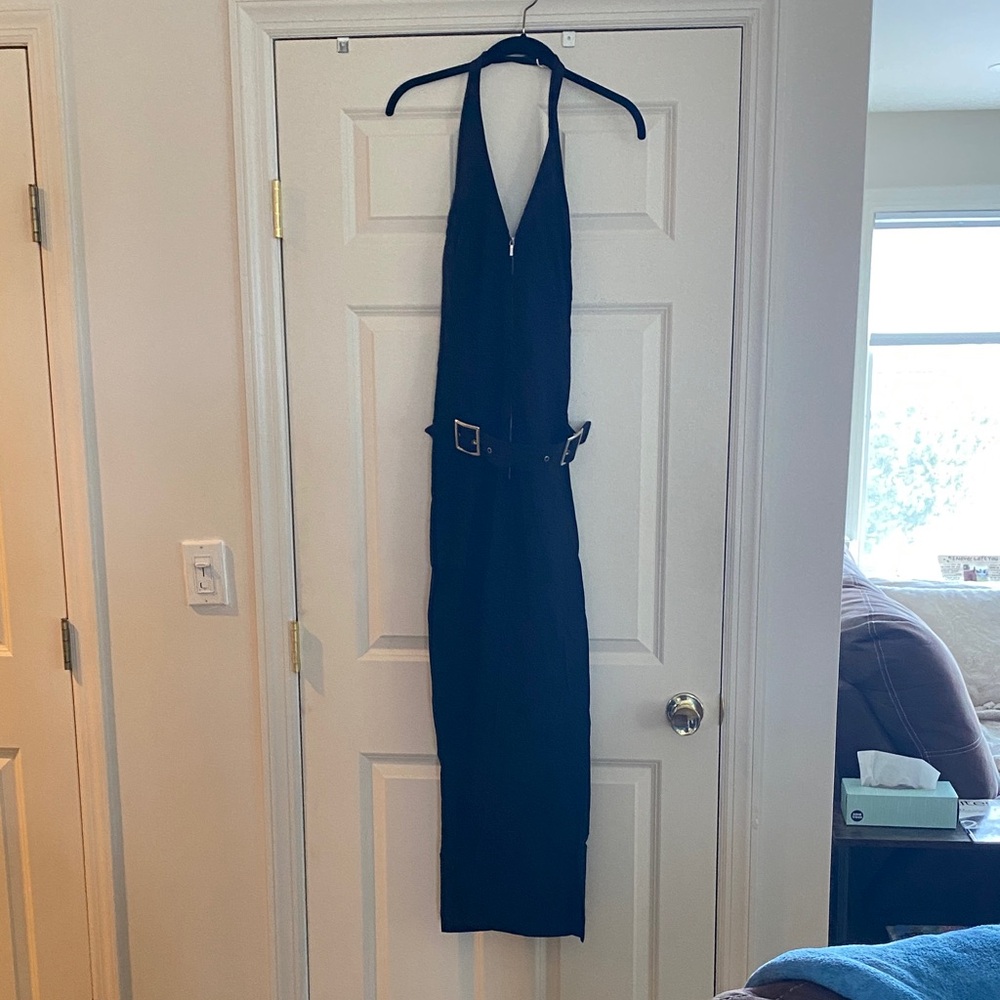 Bebe Elegant Black Halter jumpsuit womans Medium